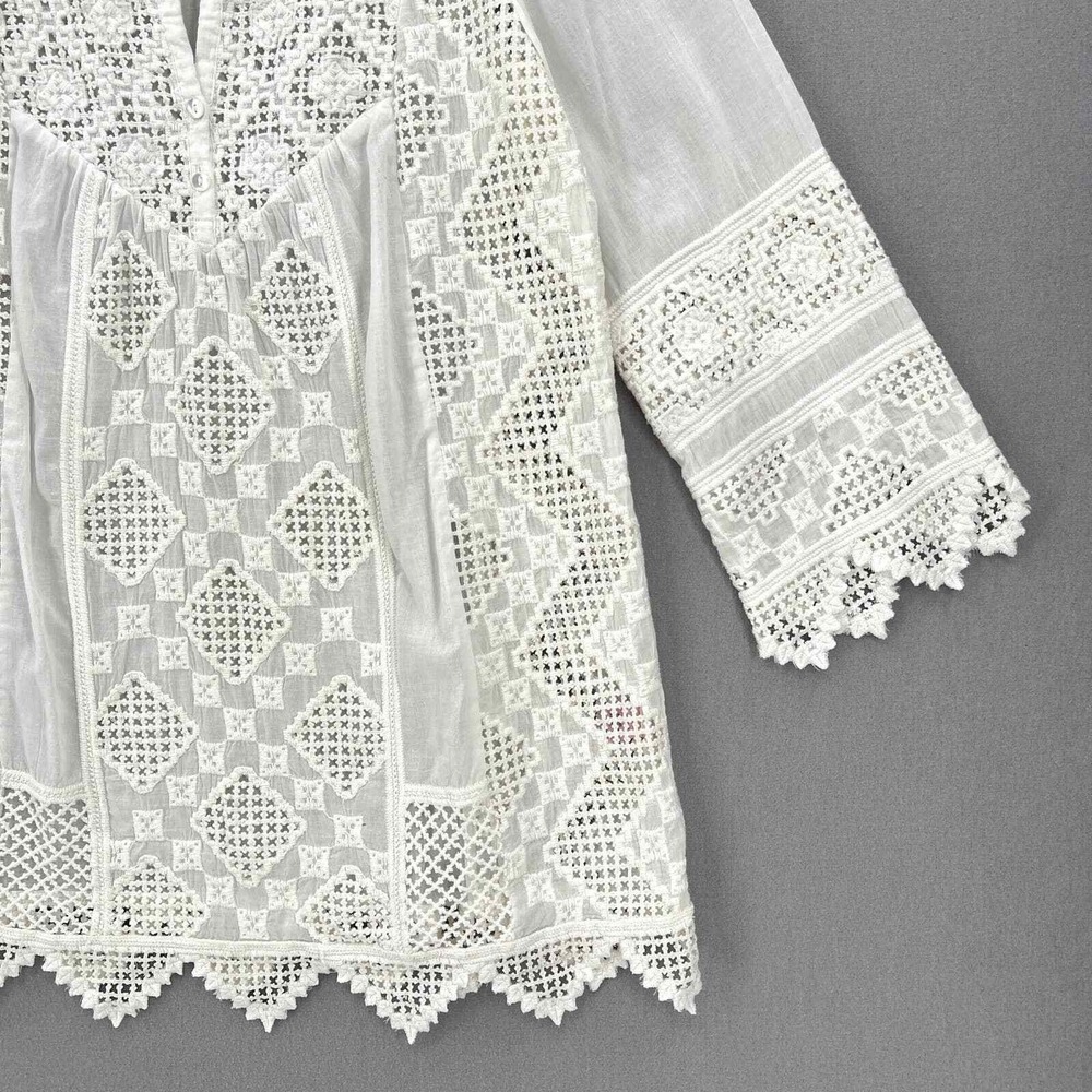 CALYPSO ST BARTH Embroidered Eyelet Tunic Top Womens Small White Resort Beach - Picture 5 of 16